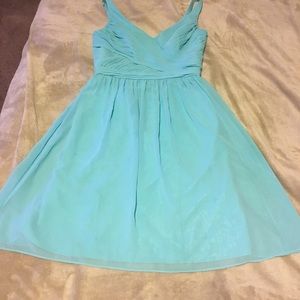 Light blue dress. From David’s bridal.